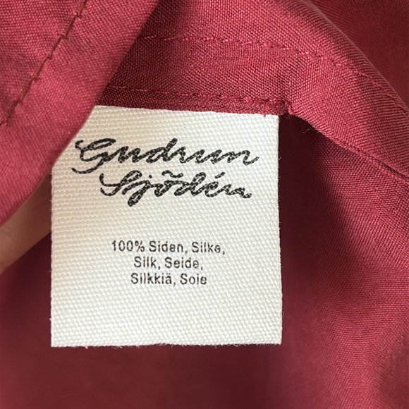 Gudrun Sjoden Red Silk Button Down Blouse L - Picture 7 of 10